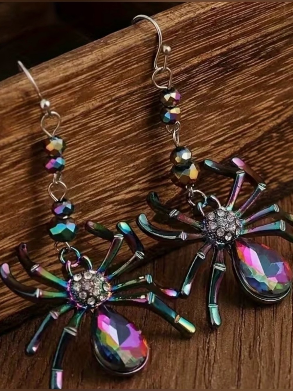 NWT Iridescent Multicolor Spider Drop Earrings